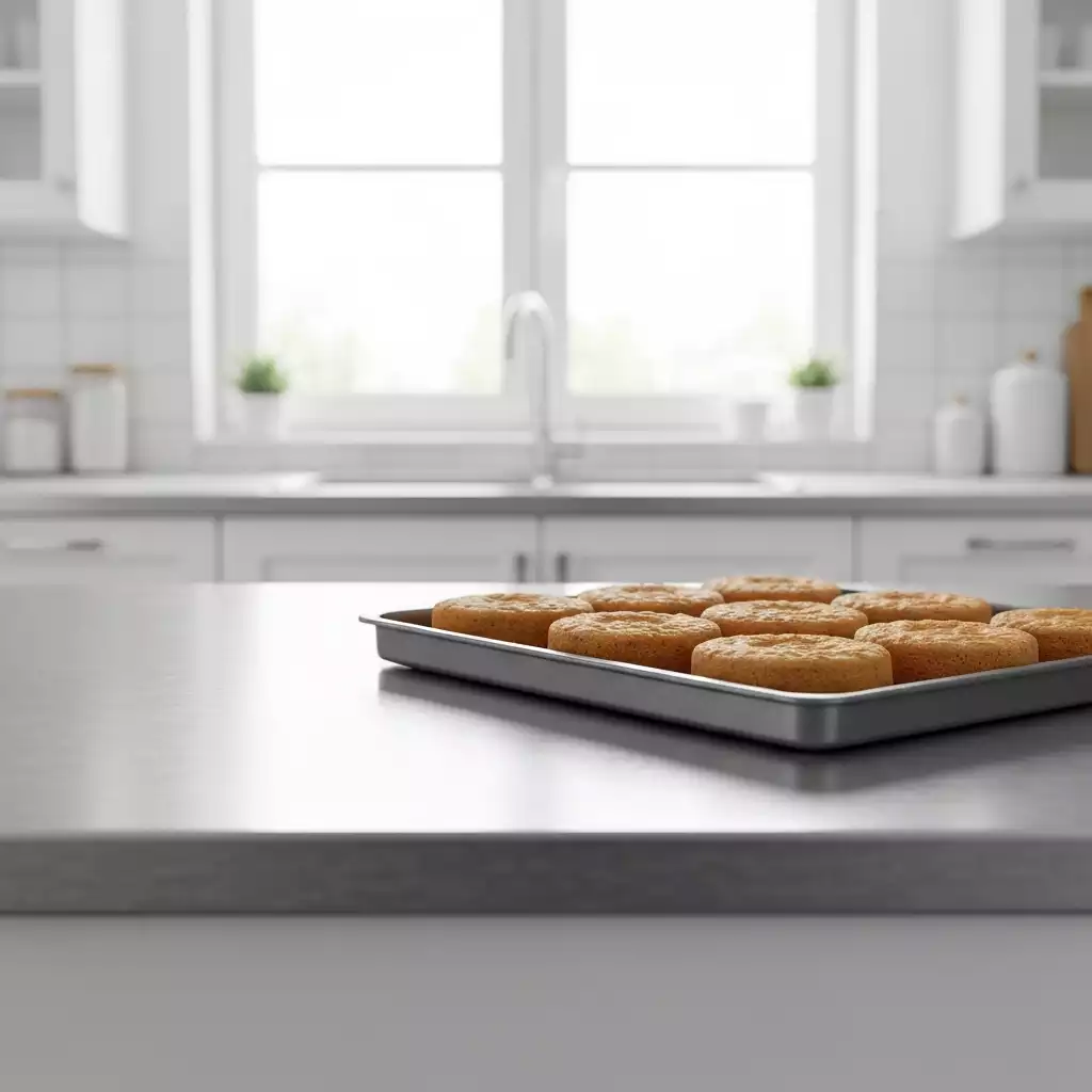 Close-up of a nonstick baking pan showing easy food release