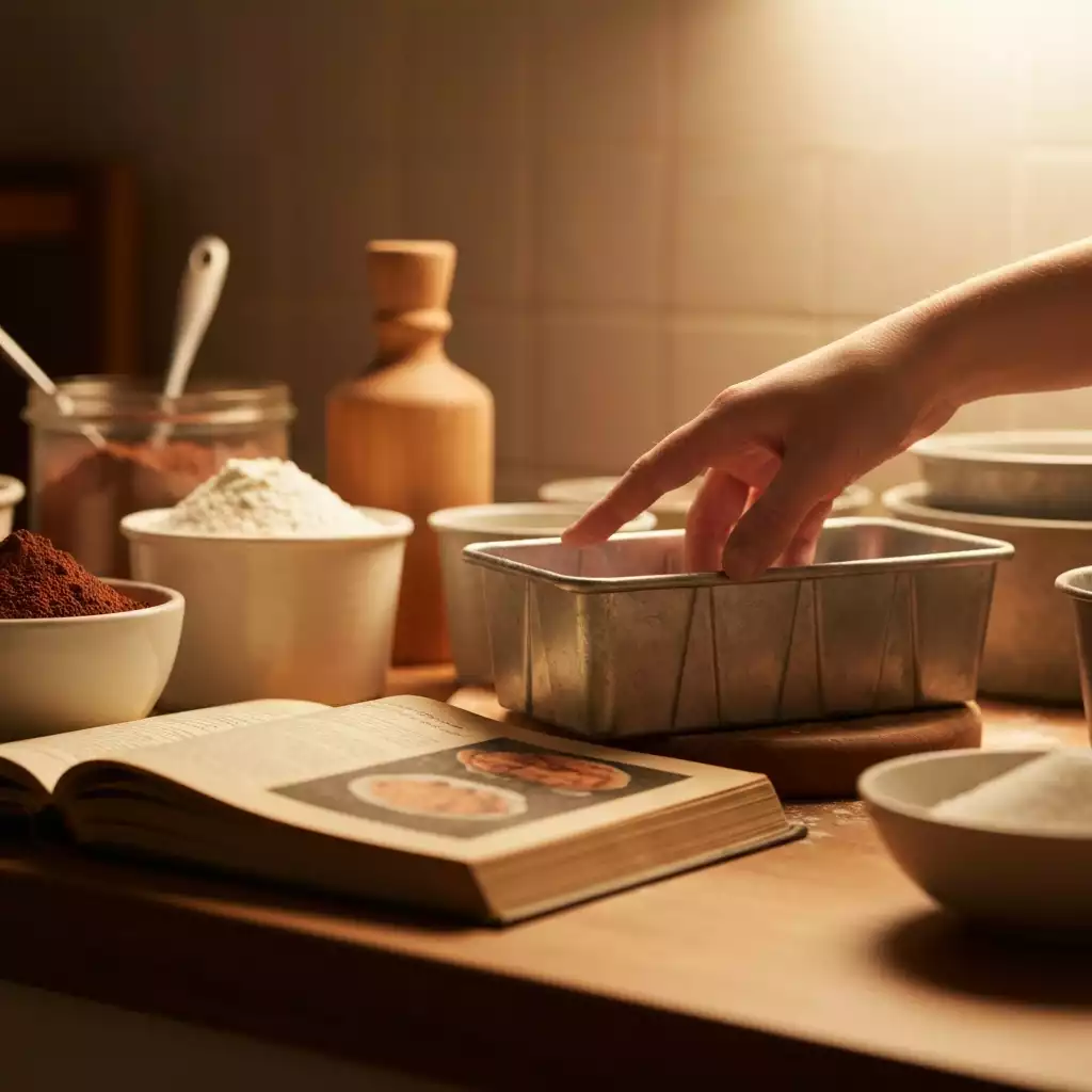 Close-up of various bakeware items in a kitchen setting