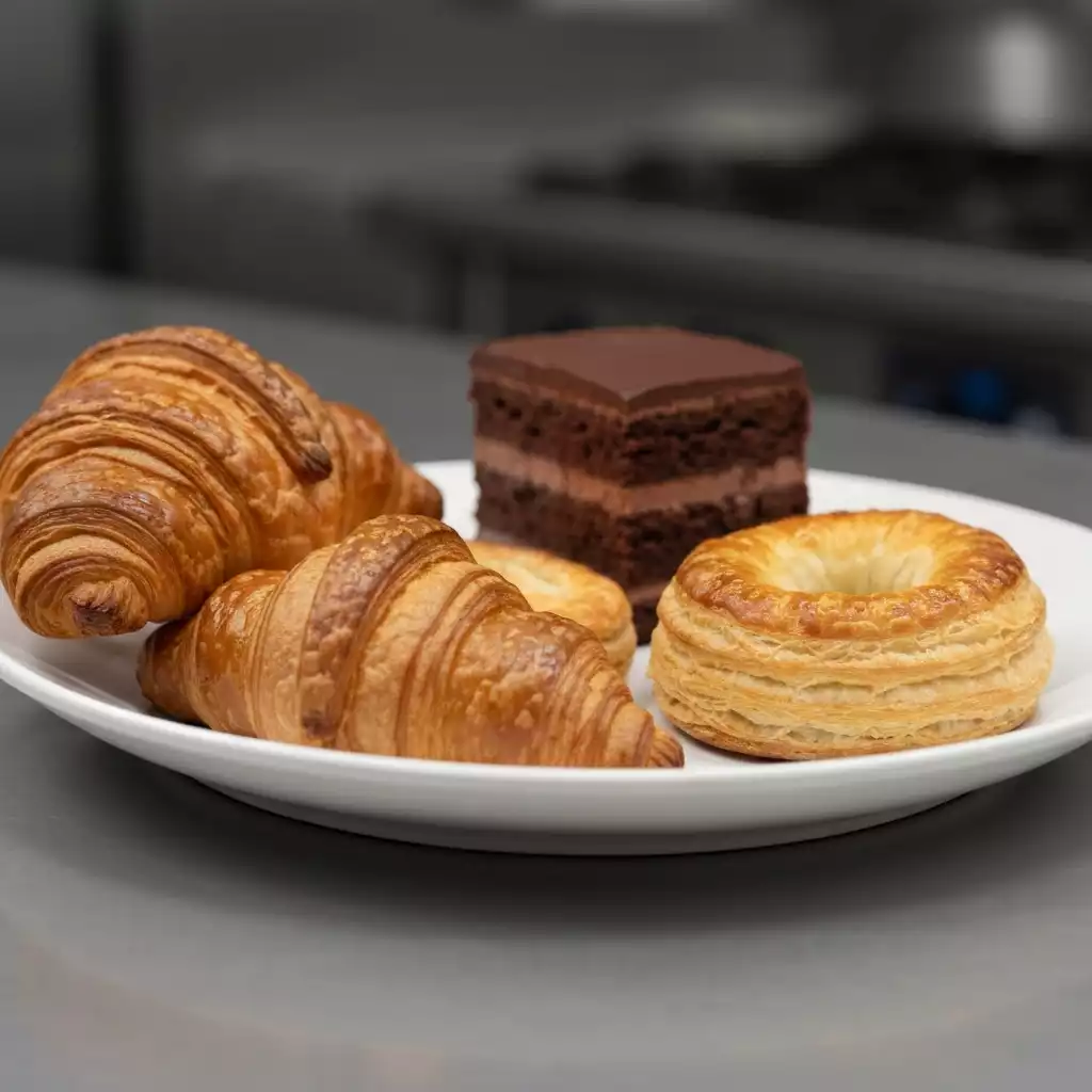 Variety of baked goods in small ceramic baking dishes, ready to serve