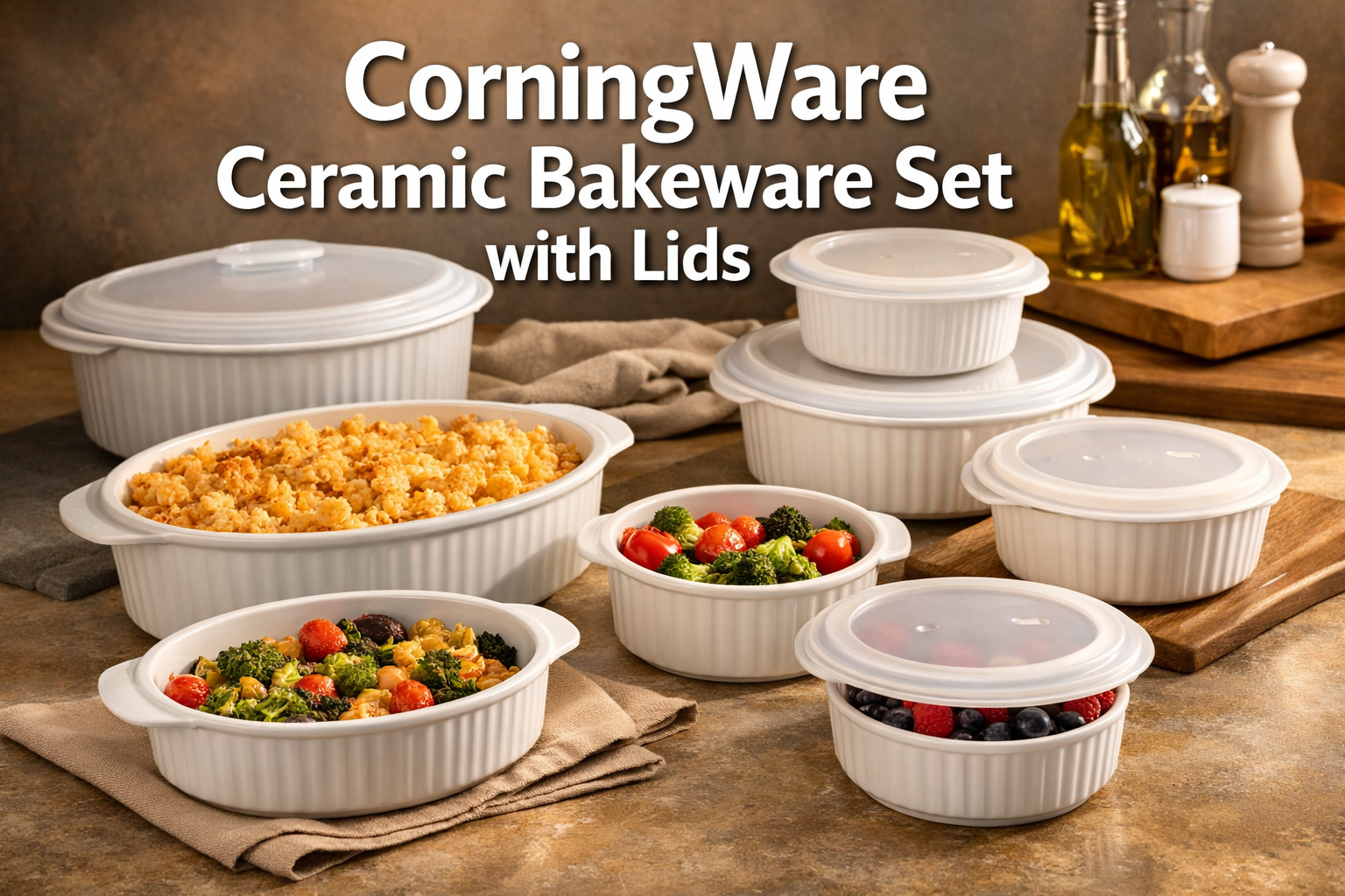 CorningWare Ceramic Bakeware Set with Lids