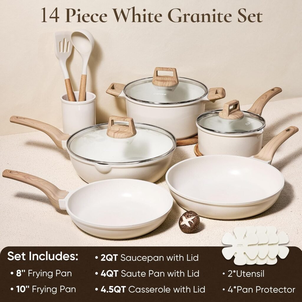 CAROTE 14 Pcs Pots and Pans Set Nonstick,Cookware Set